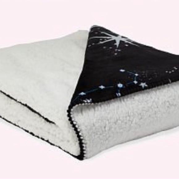 Victoria Secret Moon & Star Print Sherpa Blanket - Picture 3 of 5